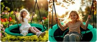 Leagan tip cuib pentru copii Neo-Sport Swingo 100 cm Verde cu Cadru din otel, Husa impermeabila si rezistenta Oxford 600D, Greutate suportata 150kg - 7