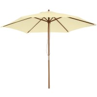 Umbrelă de Soare Outsunny pentru Grădină cu Suport din Lemn, 2.5x2.3m, Crem, Design Elegant, Protecție UV | Aosom Romania - 1