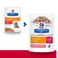 HILL'S Prescription Diet c/d Multicare Stress, Somon, dietă veterinară, plic hrană umedă pisici, sistem urinar, (în sos), bax, 85g x 12buc - 9