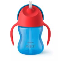 Canuta cu pai, Philips Avent, Cu supapa etansa, 200 ml, 9 luni+, Albastru - 1