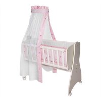 Set lenjerie pat 7 piese bumbac ranforce pentru pat balansoar Lorelli First Dreams Butterflies Pink - 1
