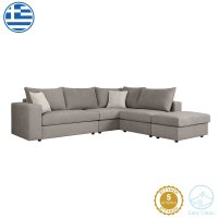 Canapea reversibila London din stofa gri, cu perne gri deschis, 296x246x95 cm - 1