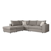 Canapea reversibila London din stofa gri, cu perne gri deschis, 296x246x95 cm - 2
