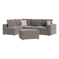 Canapea reversibila London din stofa gri, cu perne gri deschis, 296x246x95 cm - 3