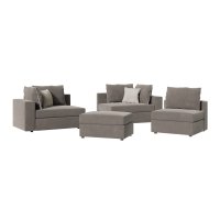 Canapea reversibila London din stofa gri, cu perne gri deschis, 296x246x95 cm - 4