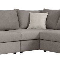 Canapea reversibila London din stofa gri, cu perne gri deschis, 296x246x95 cm - 5