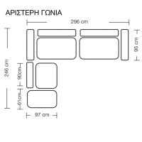 Canapea reversibila London din stofa gri, cu perne gri deschis, 296x246x95 cm - 8