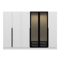 Dulap KALE PLUS cu 6 usi, finisaj alb si geam fumuriu, dimensiuni 270x52x210 cm - 1