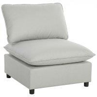 HOMCOM Scaun Accent Modern, Leathaire Gri cu Șezut Larg și Pernițe Confortabile | Aosom Romania - 1