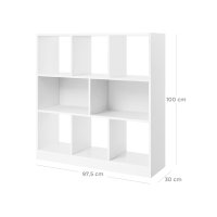 Biblioteca VASAGLE alba, 97,5 x 30 x 100 cm, cu 6 cuburi - 2