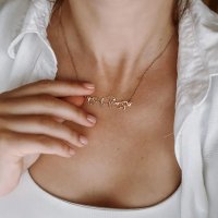 Lantisor personalizat cu trei elefanti, argint 925 placat cu aur galben 18K si cristal Swarovski - 1