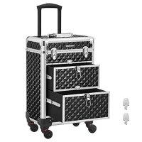 Troler cosmetice, Songmics, Negru, 34x25x57 cm - 2