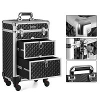 Troler cosmetice, Songmics, Negru, 34x25x57 cm - 4