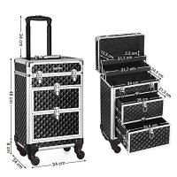 Troler cosmetice, Songmics, Negru, 34x25x57 cm - 6