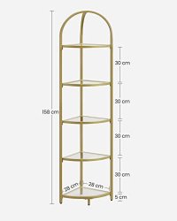 Raft de colt, Vasagle, Auriu, 29.5x29.5x 163.2 cm - 3