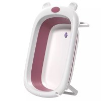 Cadita Little Mom Bear Pink pliabila cu margini rotunjite, dop evacuare apa, picioare antiderapante, suprafata antialunecare, dimensiune 81,7 x 47 x 21,6 cm - 3