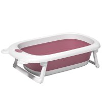 Cadita Little Mom Bear Pink pliabila cu margini rotunjite, dop evacuare apa, picioare antiderapante, suprafata antialunecare, dimensiune 81,7 x 47 x 21,6 cm - 2