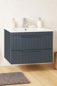 Set Baza Suspendata din MDF cu Lavoar 70 cm, Seria 033, Antracit, cu Sertare - 1