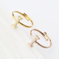 Inel Initiala I - Cristale Zirconia - Otel Inoxidabil 316L - 1