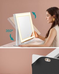 Oglinda de toaleta si machiaj V2 LED Songmics Alb 62.5x10x45.8 cm - 4