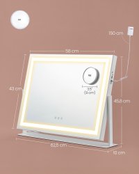 Oglinda de toaleta si machiaj V2 LED Songmics Alb 62.5x10x45.8 cm - 5