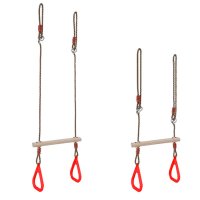Leagan pentru copii, Kruzzel, model 2 in 1, include trapez de gimnastica si bara acrobatica din lemn, inaltime reglabila, max 100 kg - 7