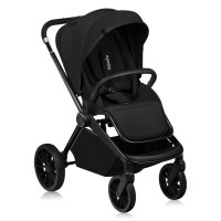 Carucior 3 in 1 Lionelo Mika Plus Cadru din aluminiu, Cu landou intarit si salteluta moale, Cu scoica auto testata ADAC, Reversibil, Cu sistem de ventilatie 3D, Cu accesorii, Sarcina maxima 22 kg, Standard de siguranta EN1888-1 EN1466 ECE R129 negru - 2