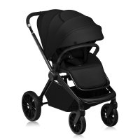 Carucior 3 in 1 Lionelo Mika Plus Cadru din aluminiu, Cu landou intarit si salteluta moale, Cu scoica auto testata ADAC, Reversibil, Cu sistem de ventilatie 3D, Cu accesorii, Sarcina maxima 22 kg, Standard de siguranta EN1888-1 EN1466 ECE R129 negru - 3