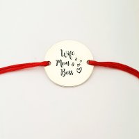 Bratara Personalizata Wife Mom Boss - Argint 925 cu Snur Reglabil - 1