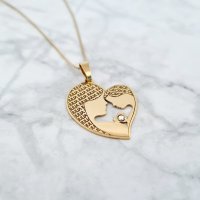 Lantisor Inima - Mama si fiu - Argint 925 placat cu Aur 18K, cristal Swarovski - 1