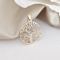 Pandantiv Copacul Vietii Personalizat cu Nume din Aur Galben 14K - 1