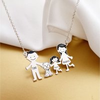 Pandantiv Familie cu Bichon - Argint 925 pentru 4 Membri - 1
