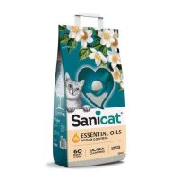 Asternut pentru pisici, Sanicat Essential Oils White, cu parfum de iasomie, 10 kg - 1