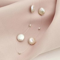Choker Drop cu perle aplatizate si bilute din Argint 925 - 1