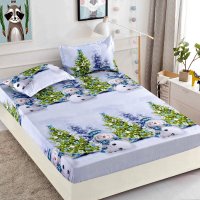 Husa de Pat cu Elastic din Bumbac Finet + 2 Fete de Perna, Christmas Collections 180 x 200 cm - 1