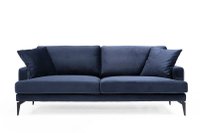 Canapea fixa PAPIRA, 3 locuri, albastru marin, 205x90x88 cm - 1