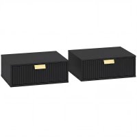 HOMCOM Set 2 Noptiere Suspendate cu Sertar, 40 x 30 x 15 cm, Negru | Aosom Romania - 1