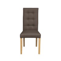 Scaun living TEO LUX, picioare lemn natur, piele ecologica gri elefant, 46x60x98 cm - 1