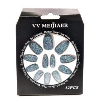 Set de 12 Unghii False cu Sclipici Verde, VV Meijiaer - 1