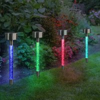 Set de 4 lampi solare LED pentru exterior, IP65, lumina alb rece - 1