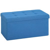 HOMCOM Puf de depozitare pliabil 84L, 76x38x38 cm, albastru deschis, tapițat in in sintetic - 1