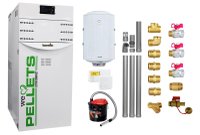 Pachet Centrala termica pe peleti Fornello Lidya Compact 25 kw, pompa Grundfos, arzator inox, curatare mecanica arzator si schimbator, A+, Kit evacuare 3.5 ml, Boiler Fornello 100 l, Termostat Salus 091FLRFV2, Aspirator si Kit montaj - 1