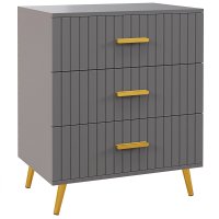 HOMCOM Comodă Modernă pentru Dormitor cu 3 Sertare, Dulap Gri Închis, 60x40x71.5 cm - 1