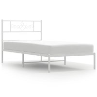 Cadru de pat metalic alb, 75x190 cm - design elegant si robust - 10