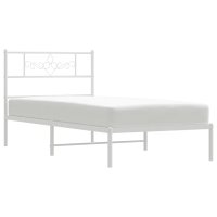 Cadru de pat metalic alb, 75x190 cm - design elegant si robust - 12