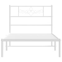 Cadru de pat metalic alb, 75x190 cm - design elegant si robust - 4
