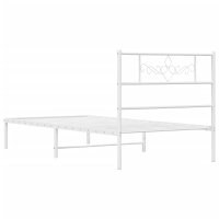 Cadru de pat metalic alb, 75x190 cm - design elegant si robust - 7