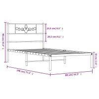 Cadru de pat metalic alb, 75x190 cm - design elegant si robust - 18