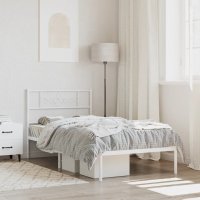 Cadru de pat metalic alb, 75x190 cm - design elegant si robust - 11