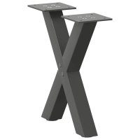 Picioare de masa de cafea X, 2 buc Antracit din Otel, 37x(30-31) cm - 1